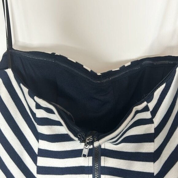 Forever 21 Strapless Black and White Fit and flare Mini Dress Chevron Stripe Med - Picture 6 of 7